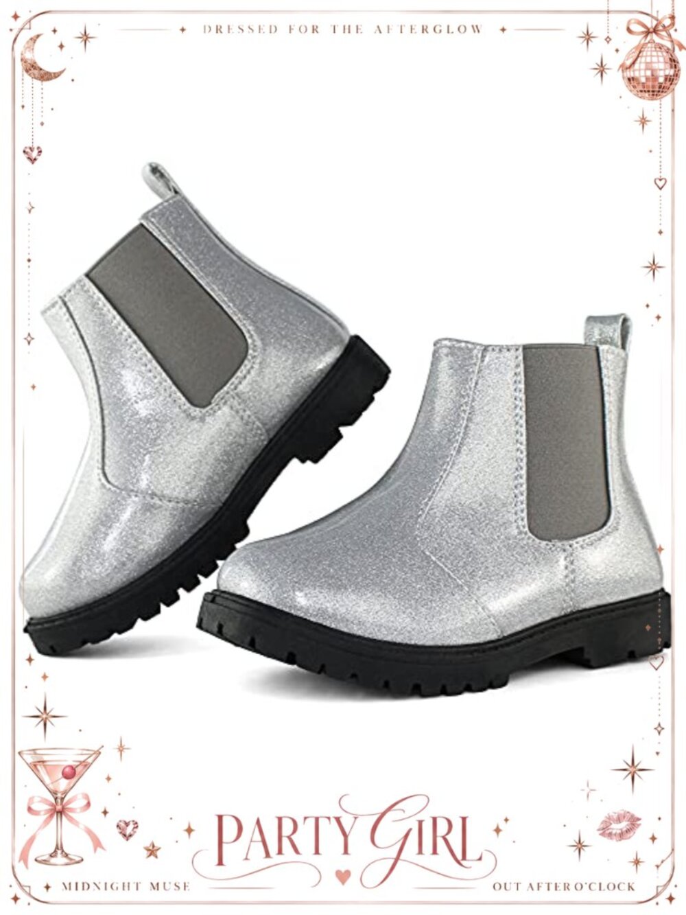 Girl's Shiny Chelsea Ankle Boots PU Slip-On Comfort